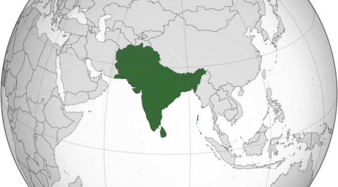 image of a map highlighting the South Asian countries